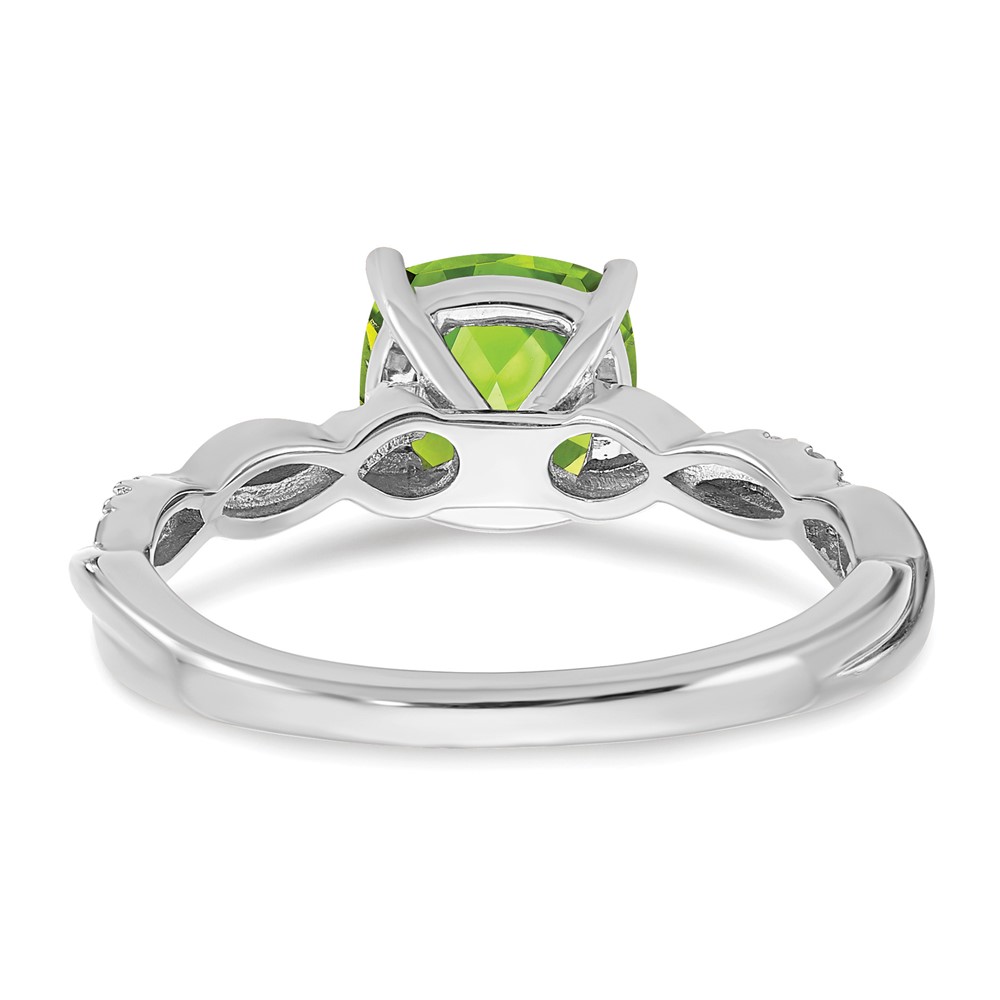 Sterling Silver Rhodium-plated Peridot and Diamond Ring (RM6004-PE-005-SSA-7)