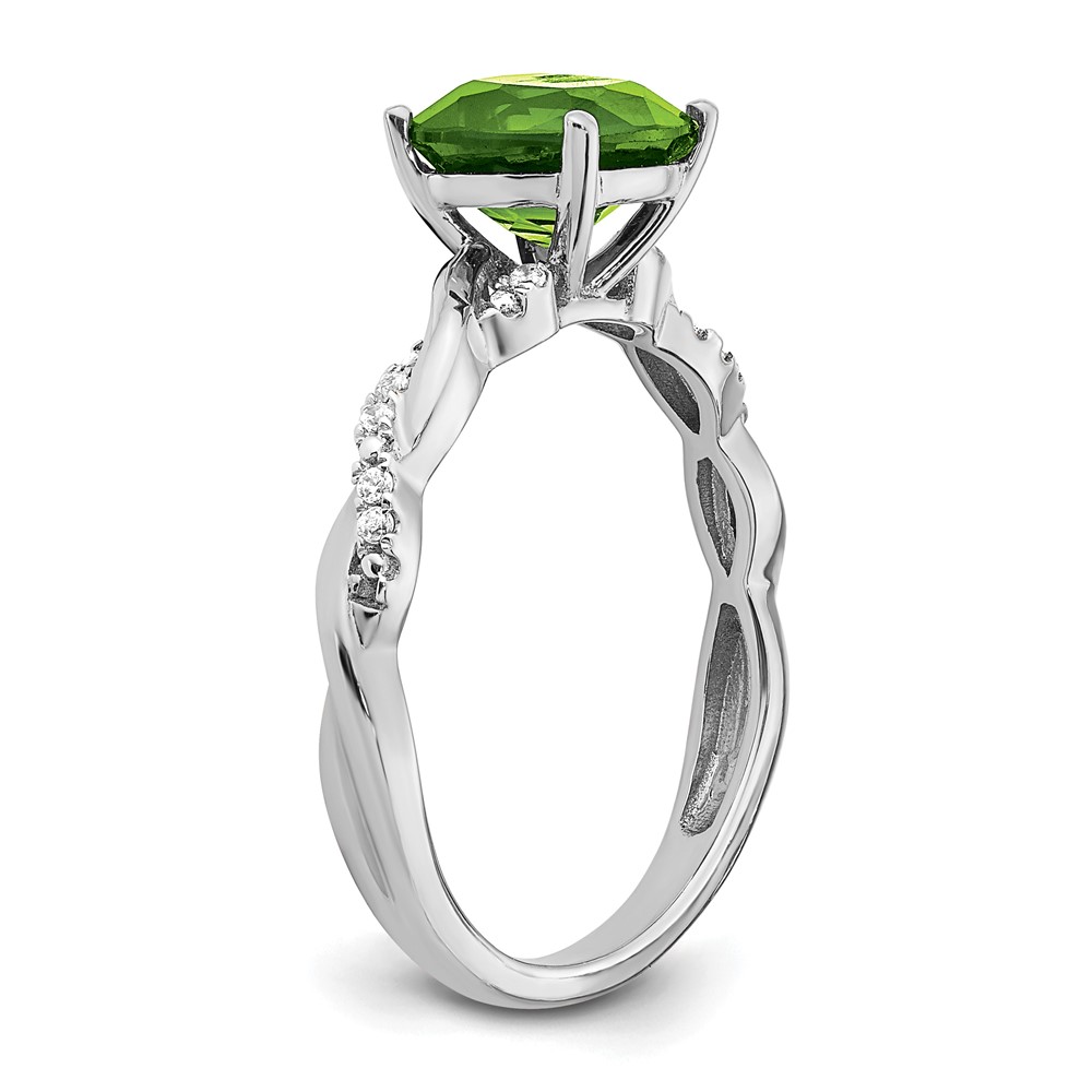 Sterling Silver Rhodium-plated Peridot and Diamond Ring (RM6004-PE-005-SSA-7)