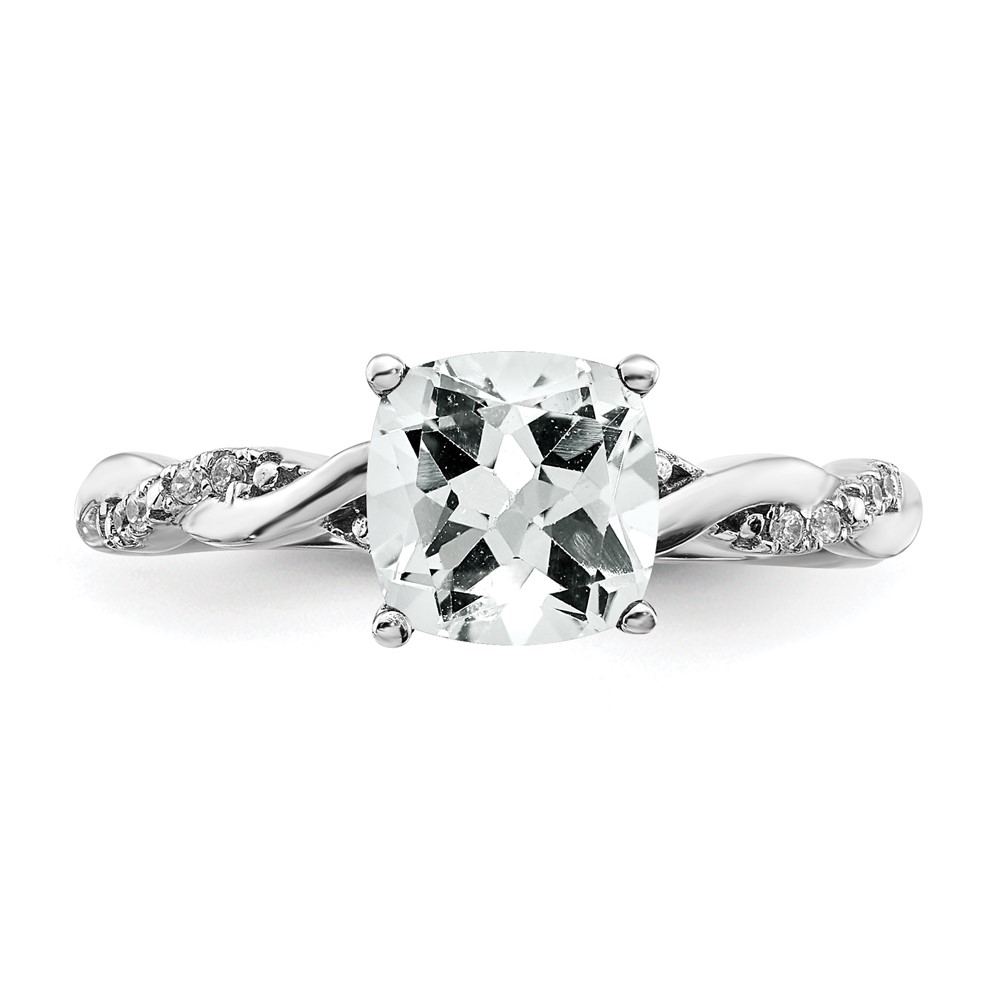 Sterling Silver Rhodium-plated White Topaz and Diamond Ring (RM6004-WT-005-SSA-8)