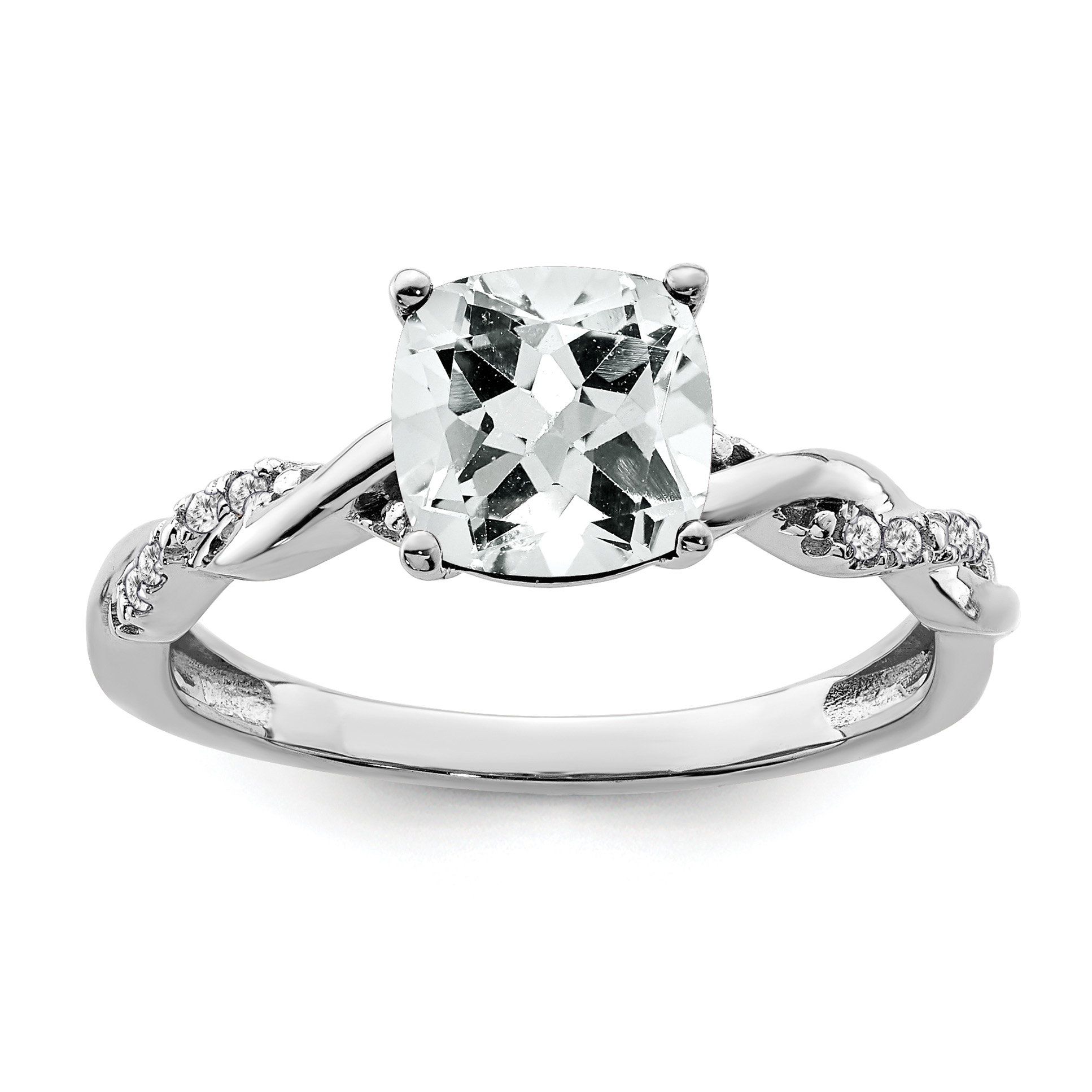 Sterling Silver Rhodium-plated White Topaz and Diamond Ring (RM6004-WT-005-SSA-8)