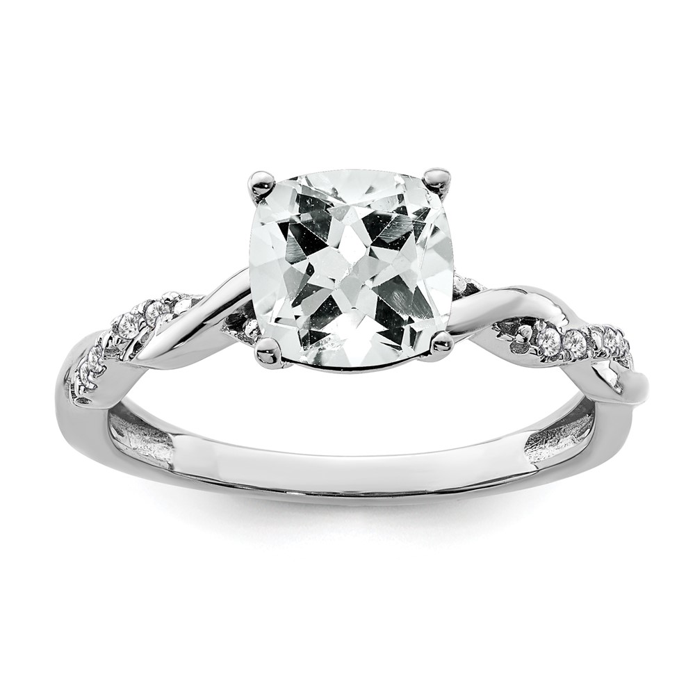 Sterling Silver Rhodium-plated White Topaz and Diamond Ring (RM6004-WT-005-SSA-8)