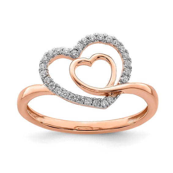 Sterling Silver w/Rose PlateSterling Silver CZ Heart Ring