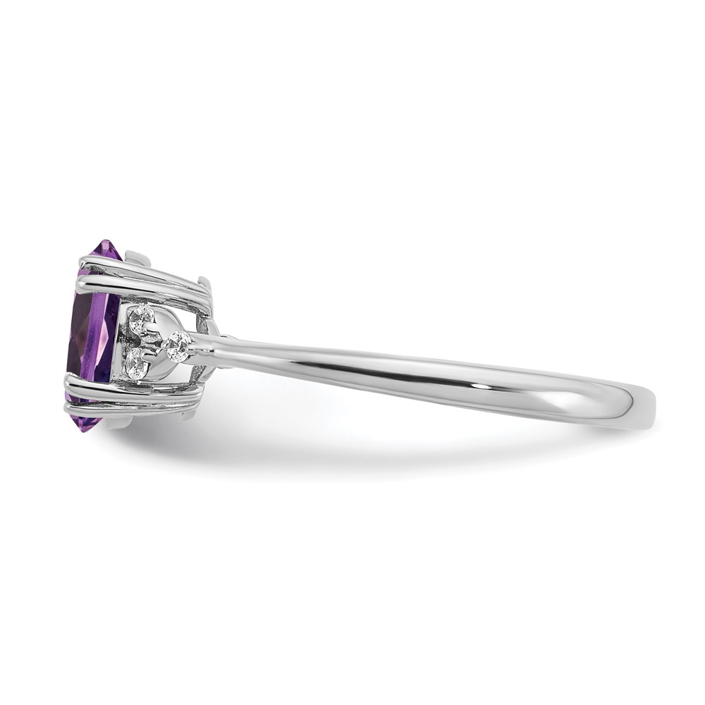 Sterling Silver Rhodium-plated Amethyst and Diamond Ring (RM6029-AM-006-SSA-7)