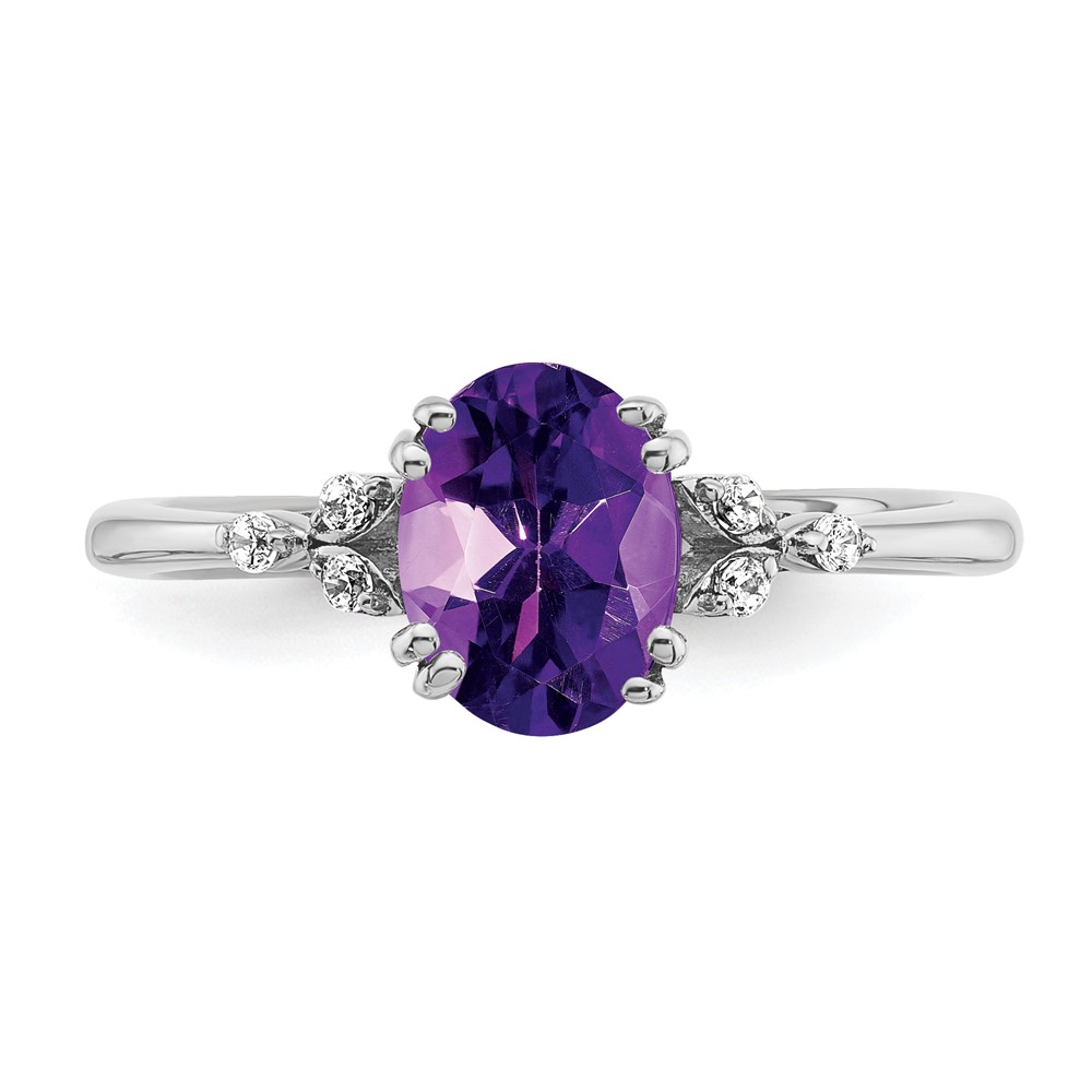 Sterling Silver Rhodium-plated Amethyst and Diamond Ring (RM6029-AM-006-SSA-7)