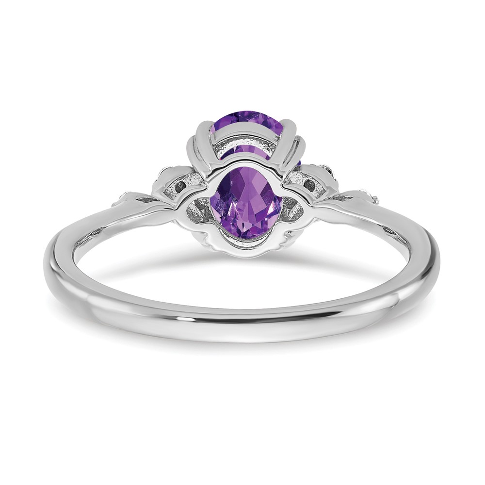 Sterling Silver Rhodium-plated Amethyst and Diamond Ring (RM6029-AM-006-SSA-7)