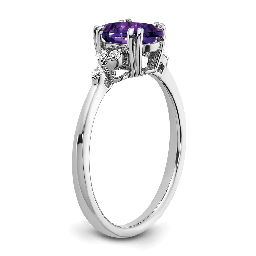 Sterling Silver Rhodium-plated Amethyst and Diamond Ring (RM6029-AM-006-SSA-7)