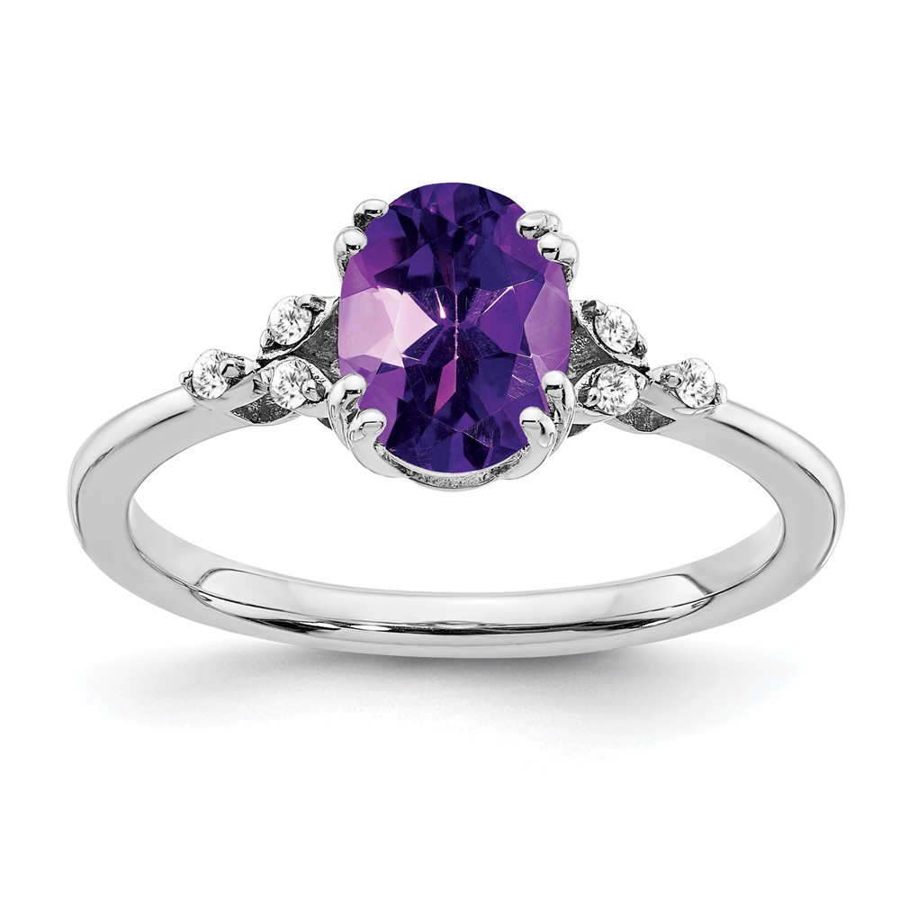 Sterling Silver Rhodium-plated Amethyst and Diamond Ring (RM6029-AM-006-SSA-7)