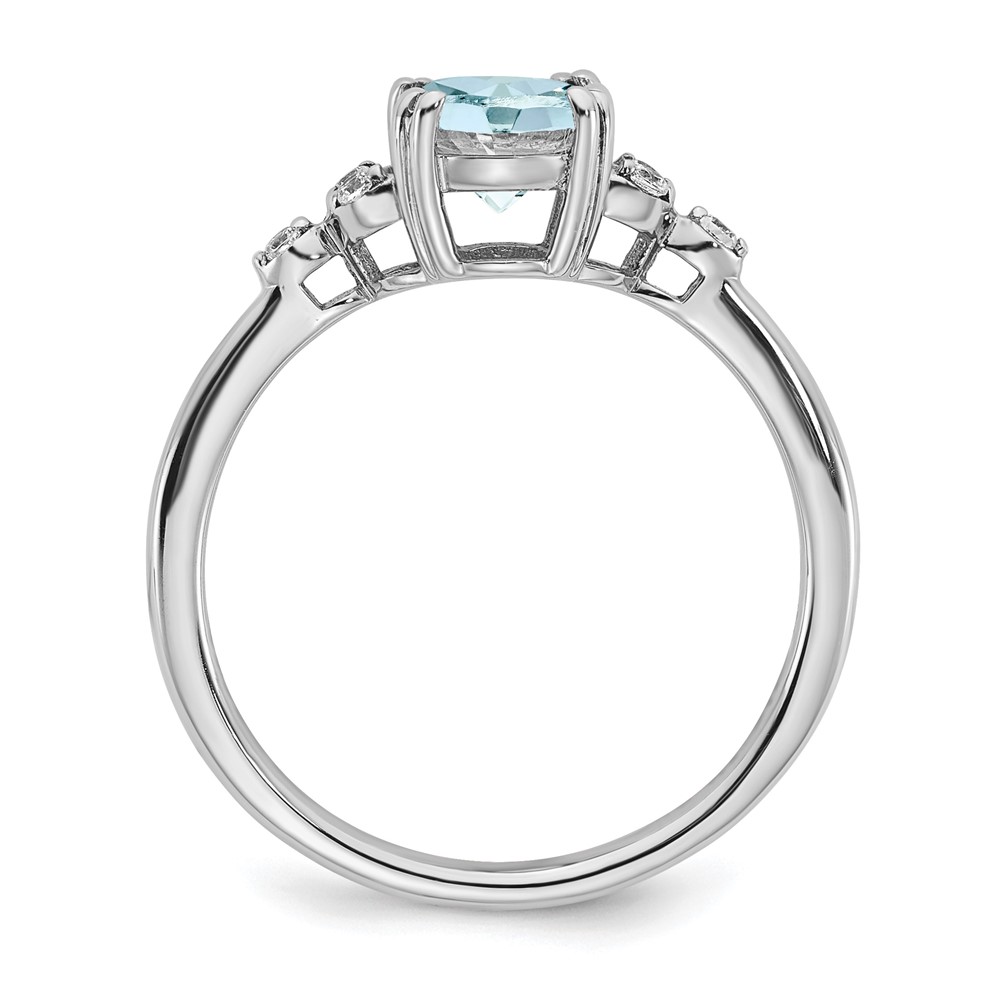 Sterling Silver Rhodium-plated Aquamarine and Diamond Ring (RM6029-AQ-006-SSA-7)