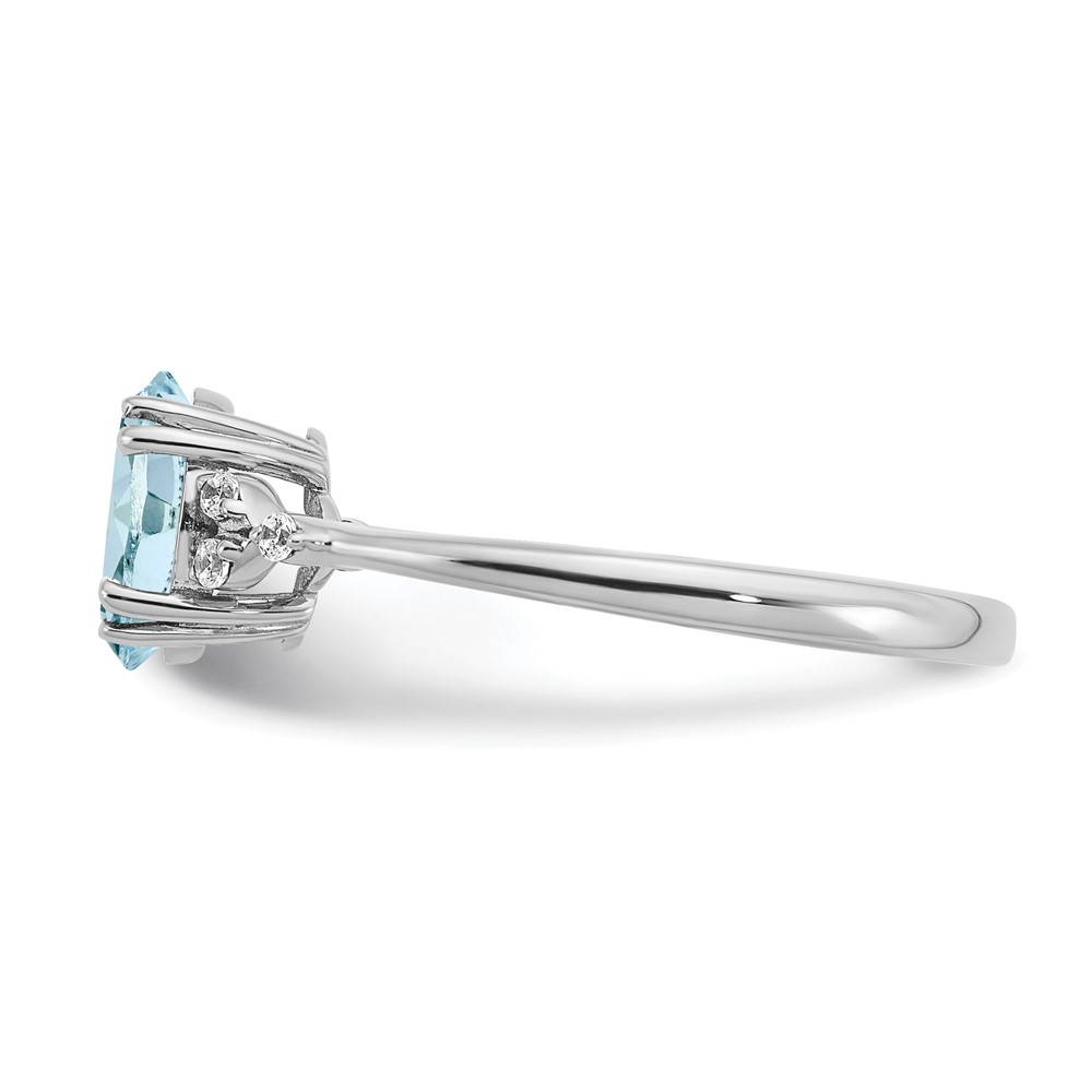 Sterling Silver Rhodium-plated Aquamarine and Diamond Ring (RM6029-AQ-006-SSA-7)