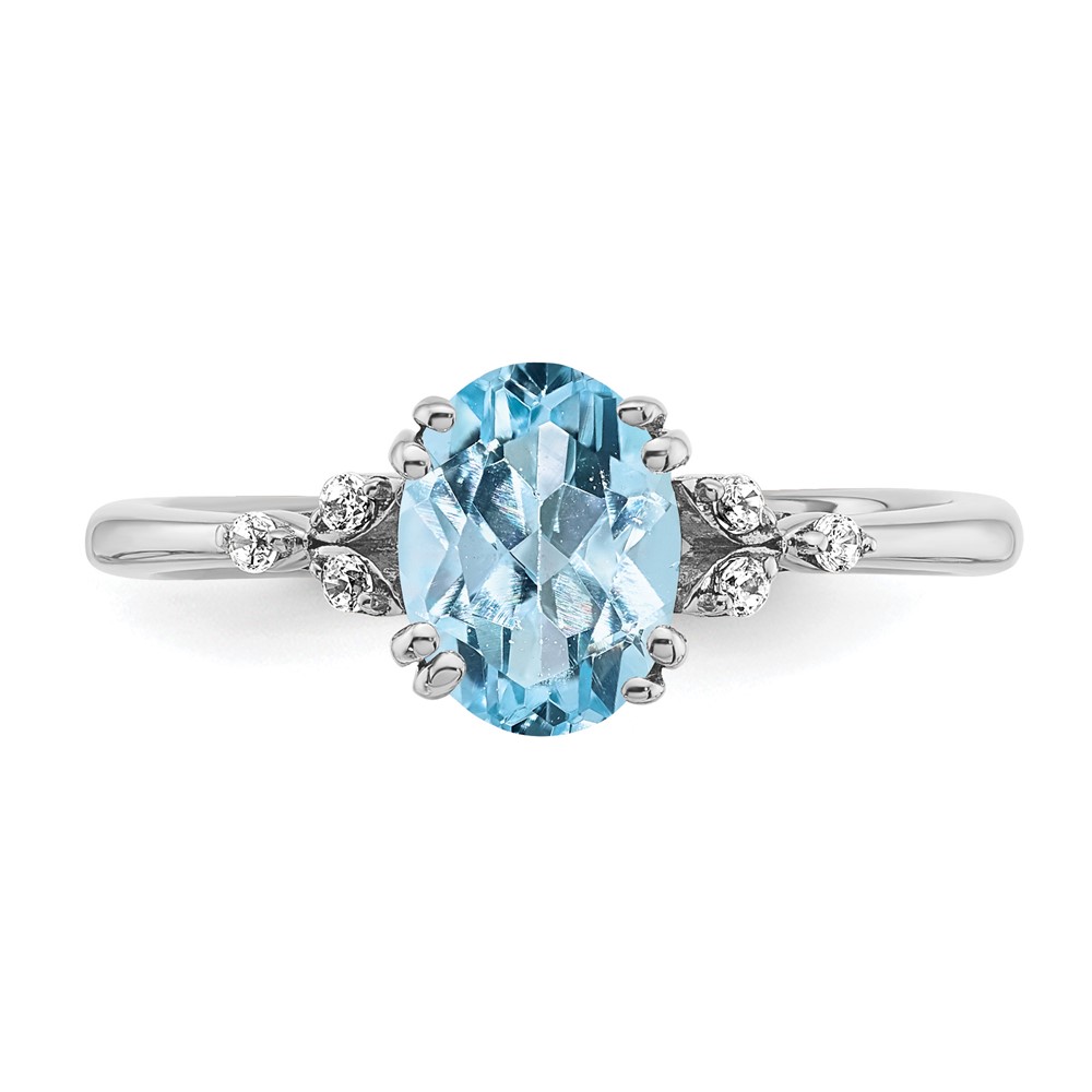 Sterling Silver Rhodium-plated Aquamarine and Diamond Ring (RM6029-AQ-006-SSA-7)