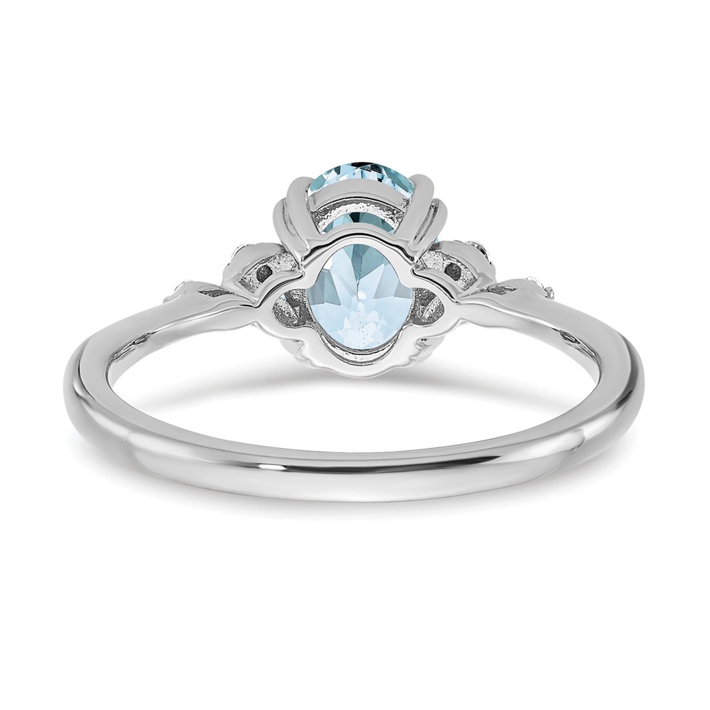 Sterling Silver Rhodium-plated Aquamarine and Diamond Ring (RM6029-AQ-006-SSA-7)