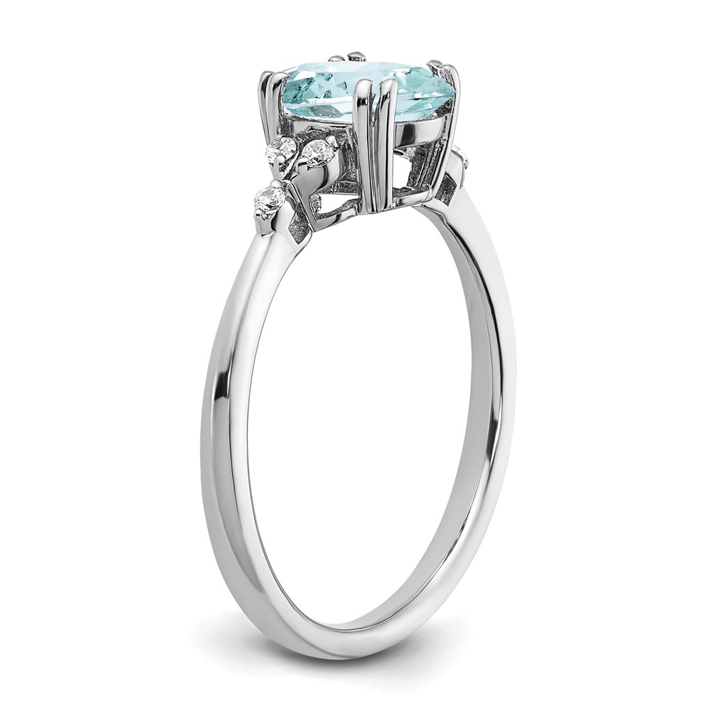Sterling Silver Rhodium-plated Aquamarine and Diamond Ring (RM6029-AQ-006-SSA-7)