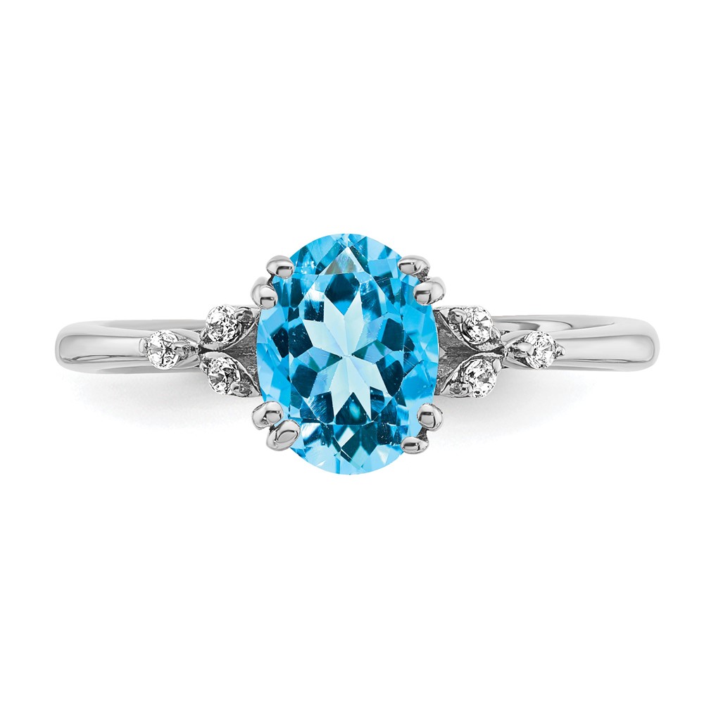 Sterling Silver Rhodium-plated Blue Topaz and Diamond Ring (RM6029-BT-006-SSA-6)