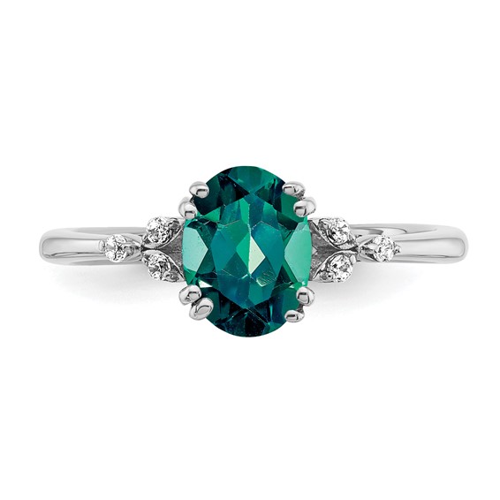 Sterling Silver 8x6 Ov CrAlex and Dia Ring Rd 6-1.3mm Mel:S43