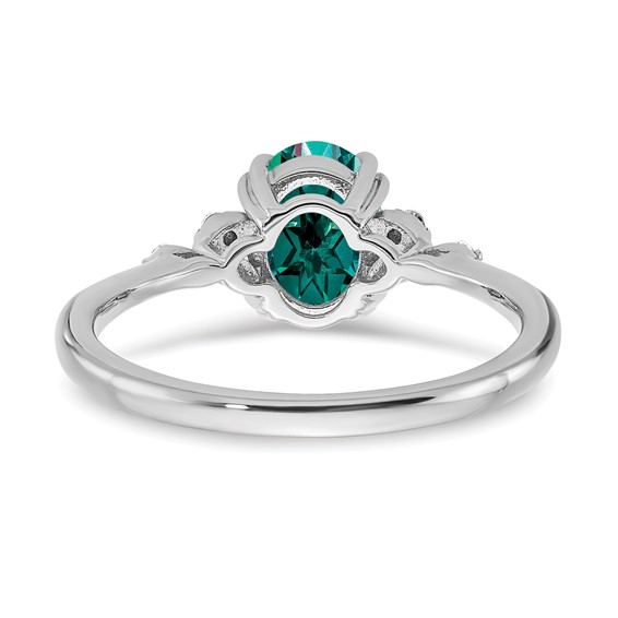 Sterling Silver 8x6 Ov CrAlex and Dia Ring Rd 6-1.3mm Mel:S43