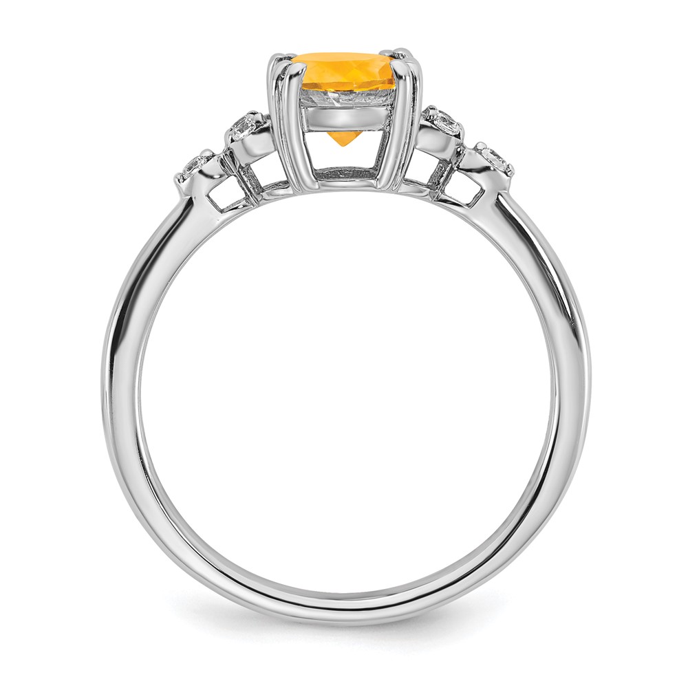 Sterling Silver Rhodium-plated Citrine and Diamond Ring (RM6029-CI-006-SSA-7)