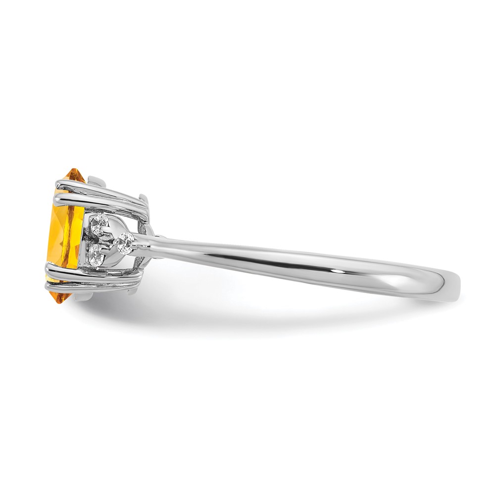 Sterling Silver Rhodium-plated Citrine and Diamond Ring (RM6029-CI-006-SSA-7)