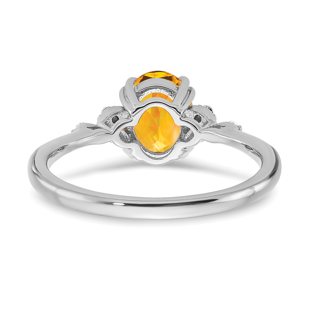Sterling Silver Rhodium-plated Citrine and Diamond Ring (RM6029-CI-006-SSA-7)
