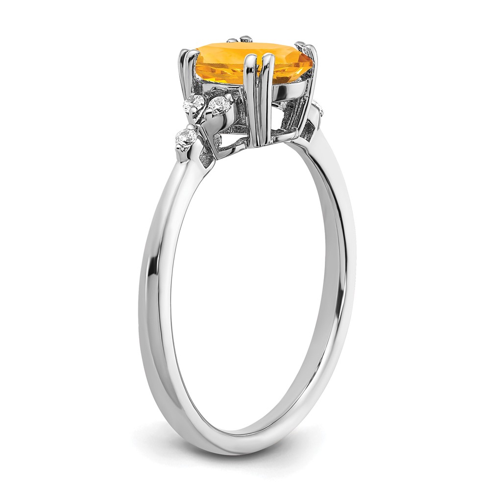 Sterling Silver Rhodium-plated Citrine and Diamond Ring (RM6029-CI-006-SSA-7)