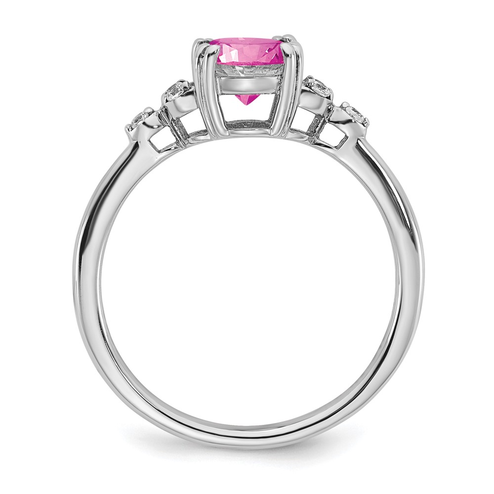 Sterling Silver Rhodium-plated Created Pink Sapphire/Diamond Ring (RM6029-CPS-006-SSA-6)