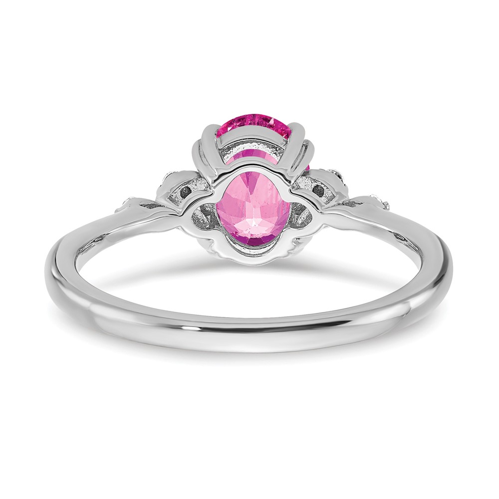 Sterling Silver Rhodium-plated Created Pink Sapphire/Diamond Ring (RM6029-CPS-006-SSA-6)