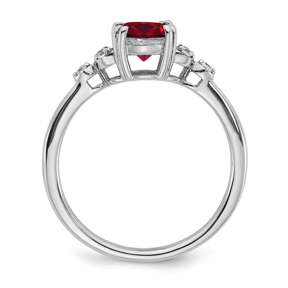 Sterling Silver Rhodium-plated Created Ruby and Diamond Ring (RM6029-CRU-006-SSA-8)