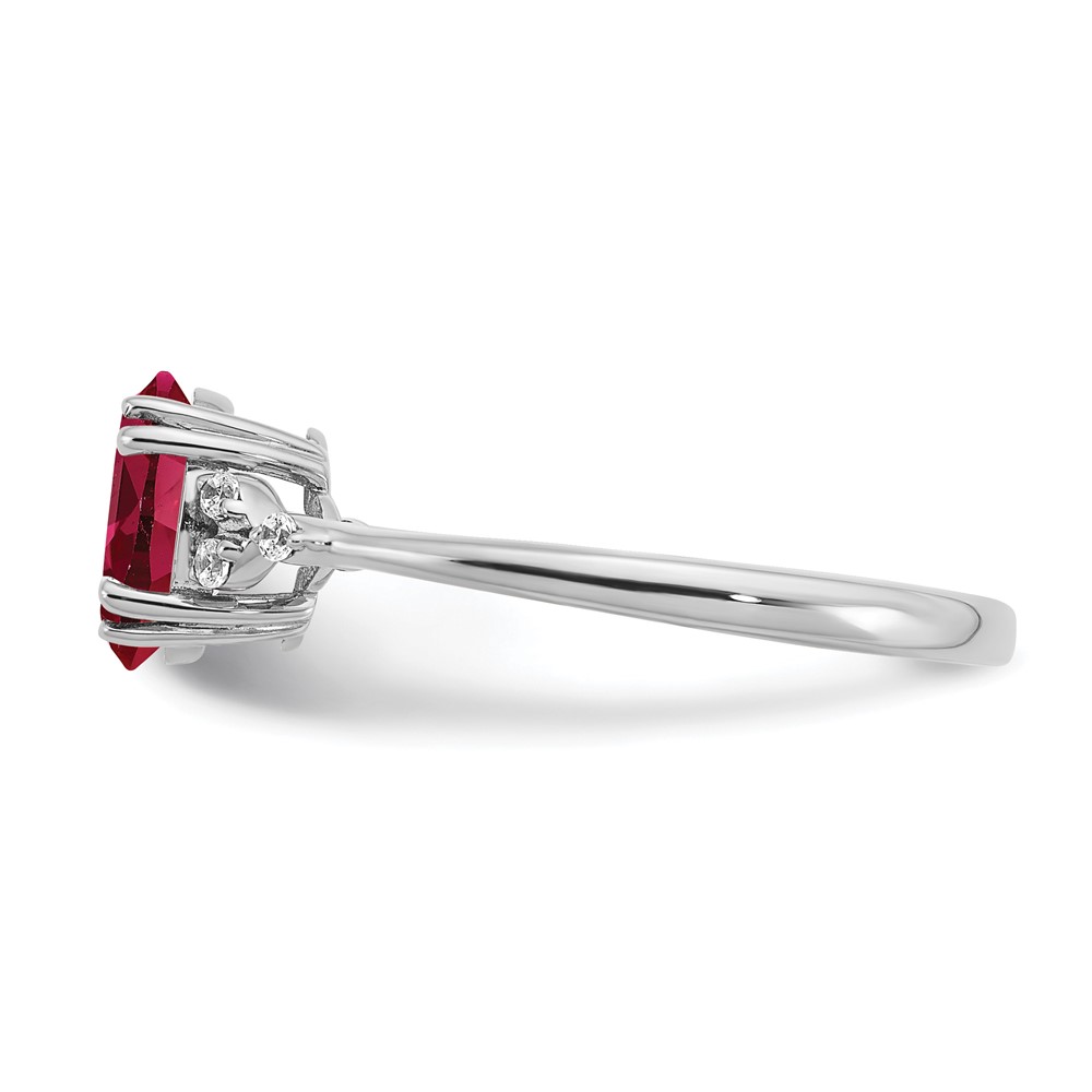Sterling Silver Rhodium-plated Created Ruby and Diamond Ring (RM6029-CRU-006-SSA-8)