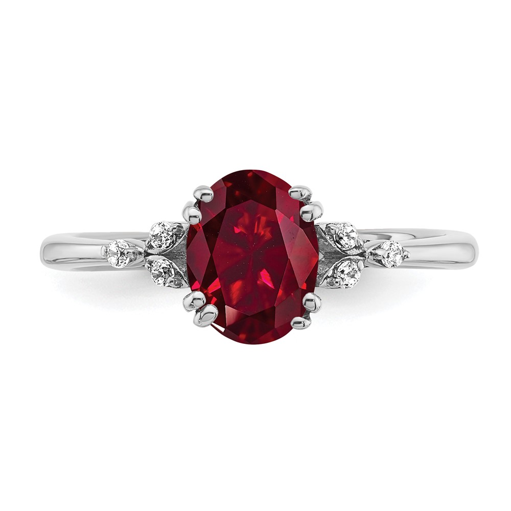 Sterling Silver Rhodium-plated Created Ruby and Diamond Ring (RM6029-CRU-006-SSA-8)