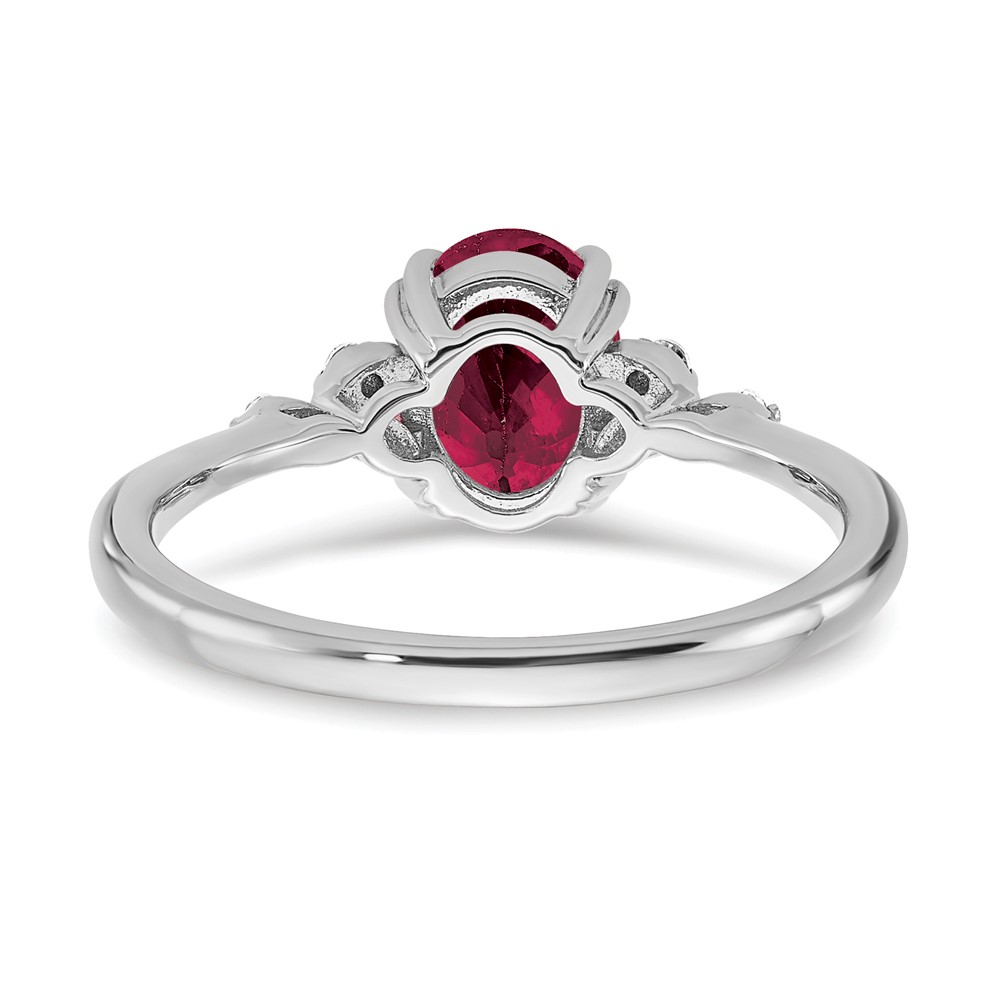 Sterling Silver Rhodium-plated Created Ruby and Diamond Ring (RM6029-CRU-006-SSA-8)