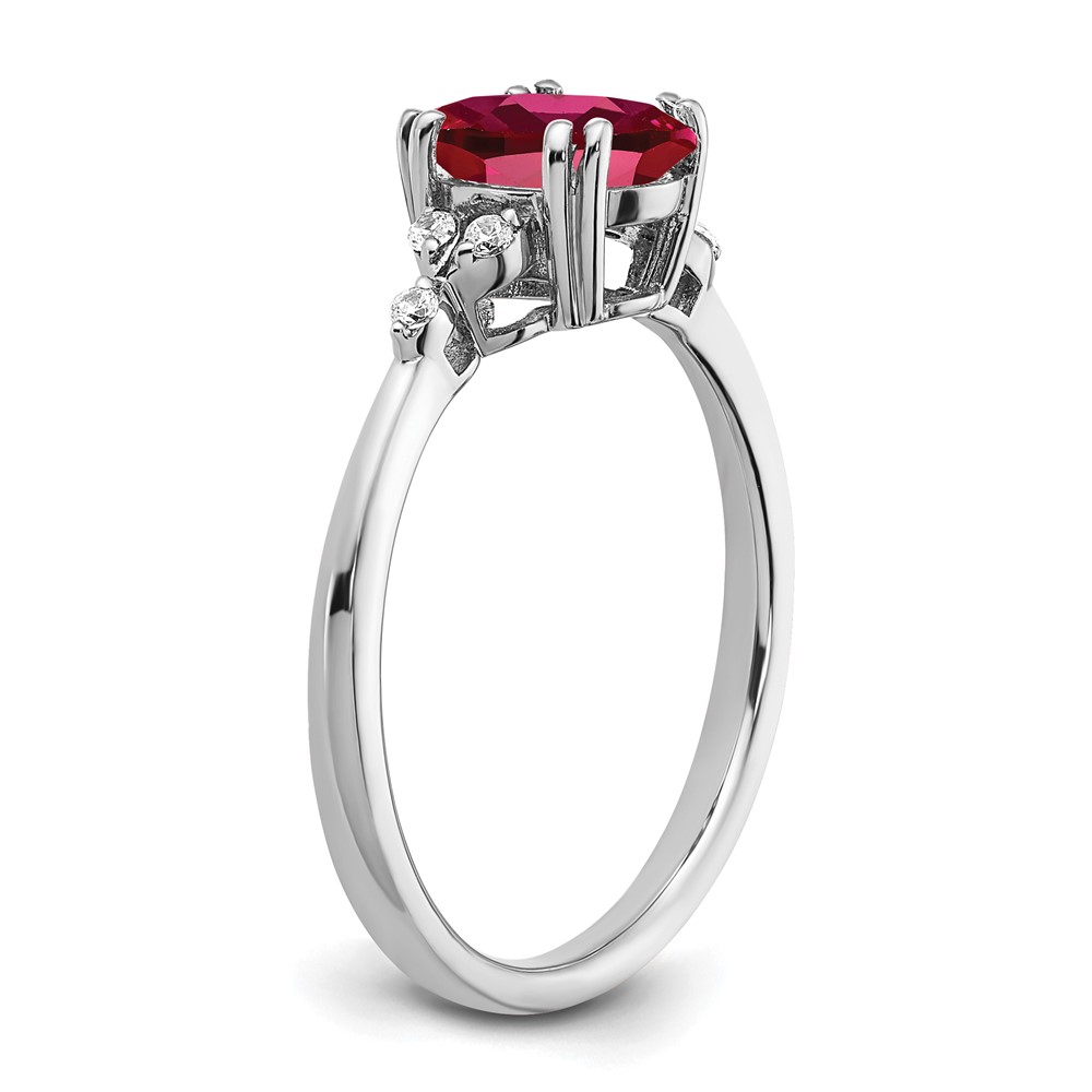 Sterling Silver Rhodium-plated Created Ruby and Diamond Ring (RM6029-CRU-006-SSA-8)