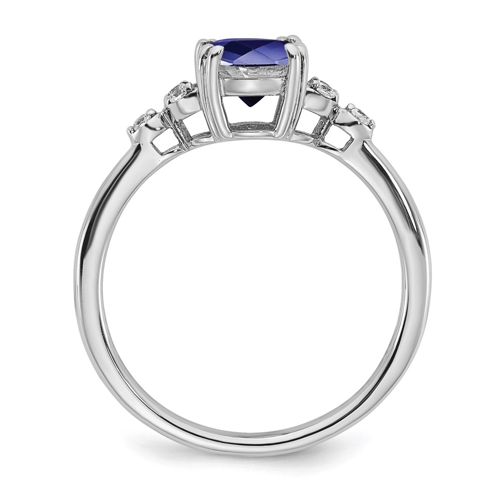 Sterling Silver Rhodium-plated Created Sapphire and Diamond Ring (RM6029-CSA-006-SSA-7)
