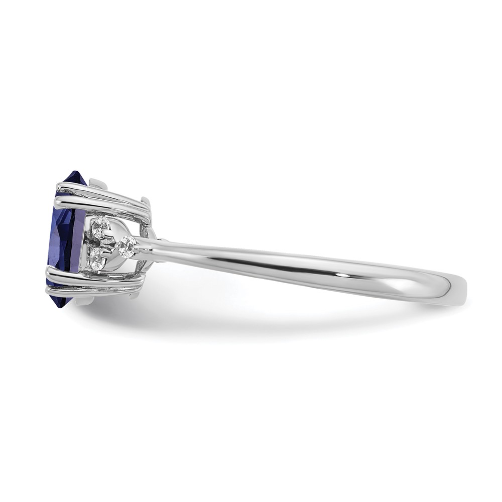 Sterling Silver Rhodium-plated Created Sapphire and Diamond Ring (RM6029-CSA-006-SSA-7)