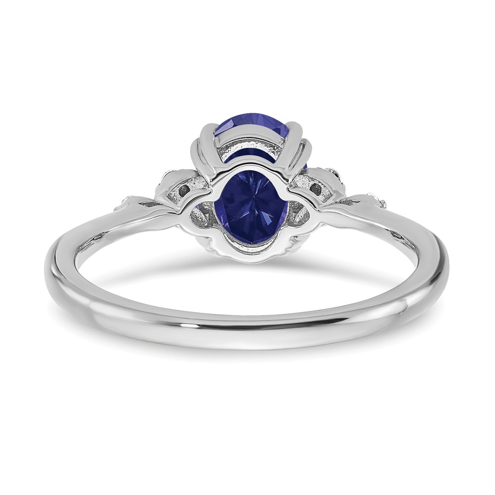 Sterling Silver Rhodium-plated Created Sapphire and Diamond Ring (RM6029-CSA-006-SSA-7)