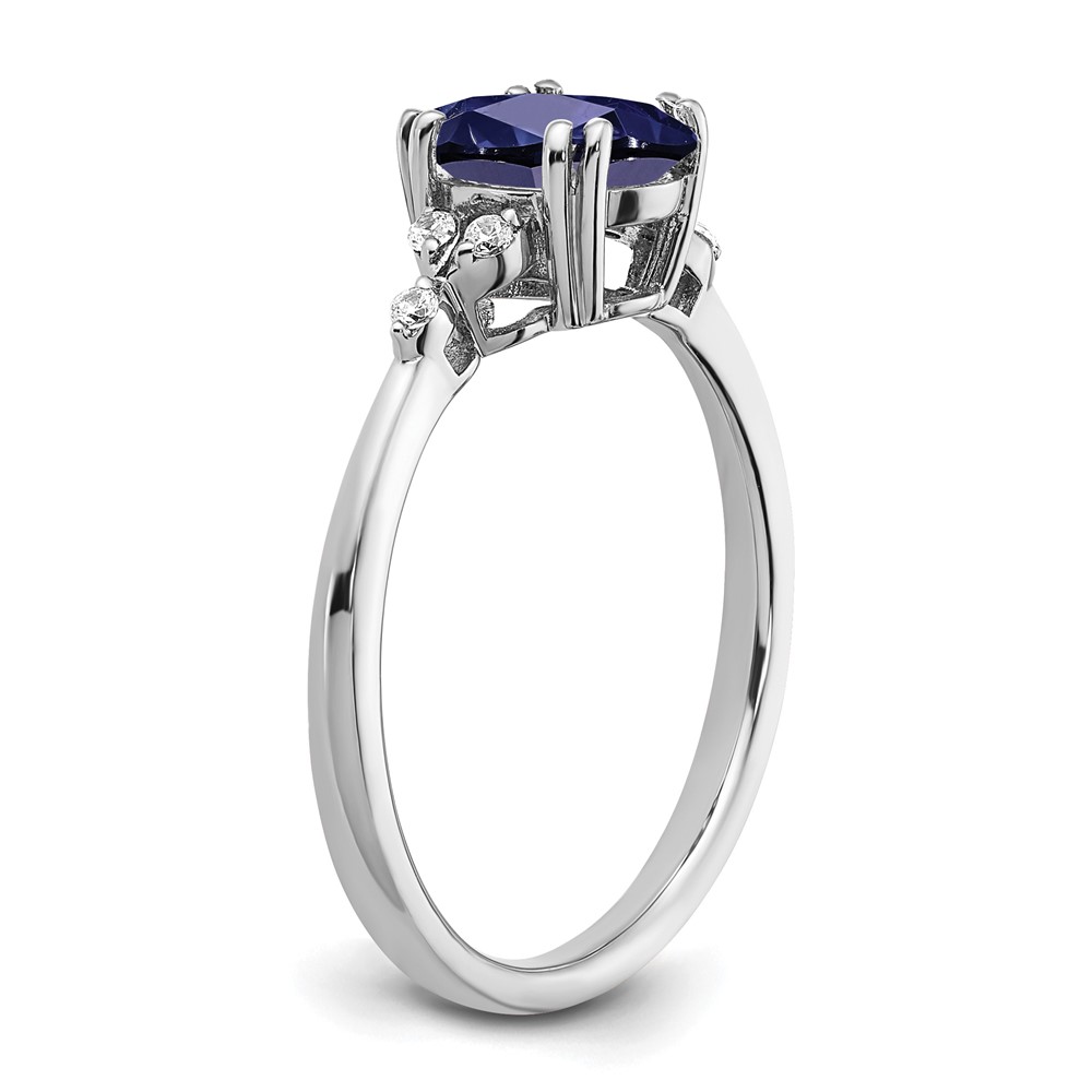 Sterling Silver Rhodium-plated Created Sapphire and Diamond Ring (RM6029-CSA-006-SSA-7)
