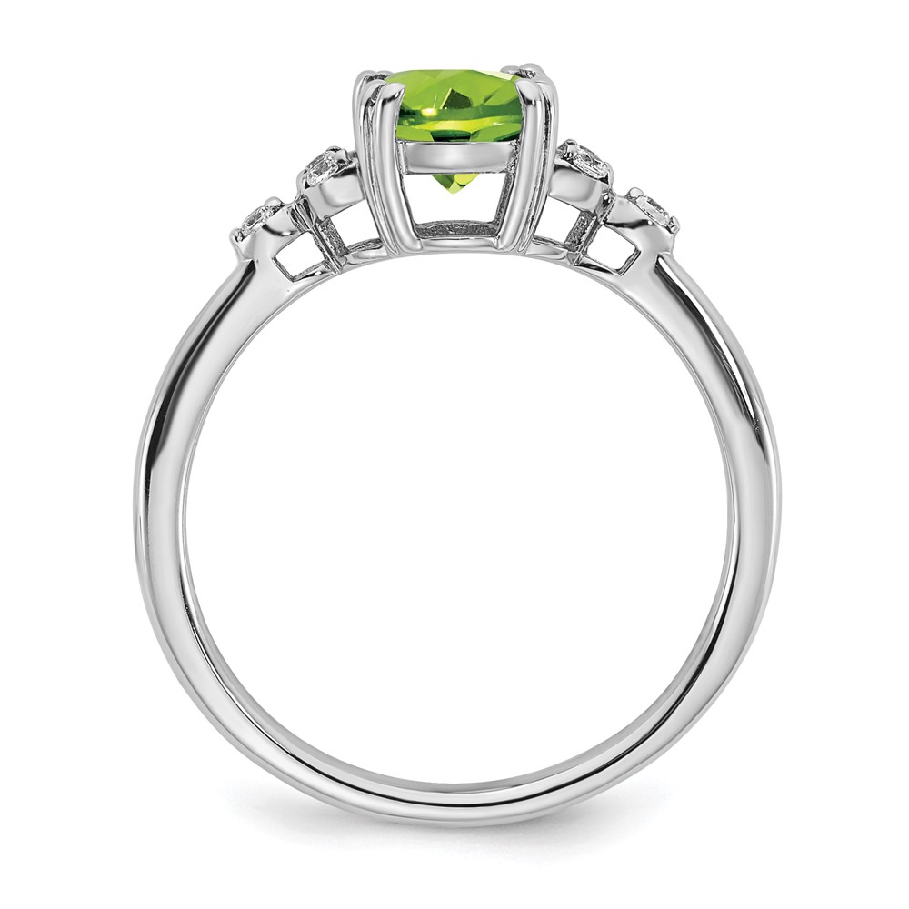 Sterling Silver Rhodium-plated Peridot and Diamond Ring (RM6029-PE-006-SSA-6)