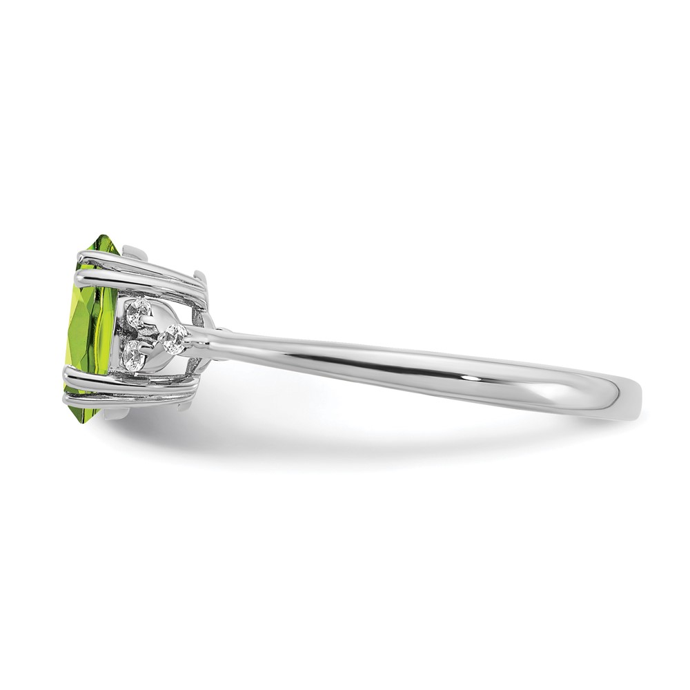 Sterling Silver Rhodium-plated Peridot and Diamond Ring (RM6029-PE-006-SSA-6)