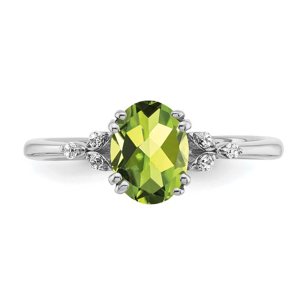 Sterling Silver Rhodium-plated Peridot and Diamond Ring (RM6029-PE-006-SSA-6)
