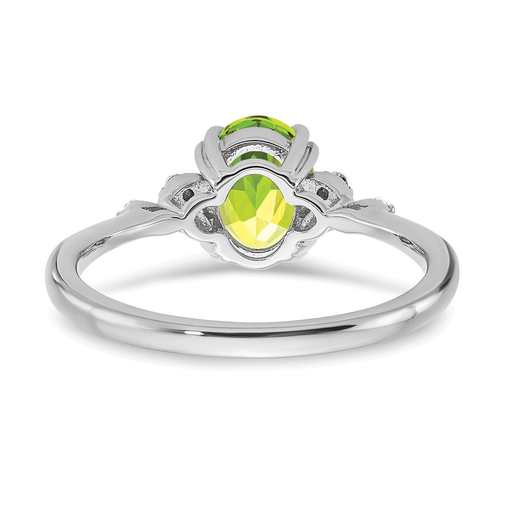 Sterling Silver Rhodium-plated Peridot and Diamond Ring (RM6029-PE-006-SSA-6)