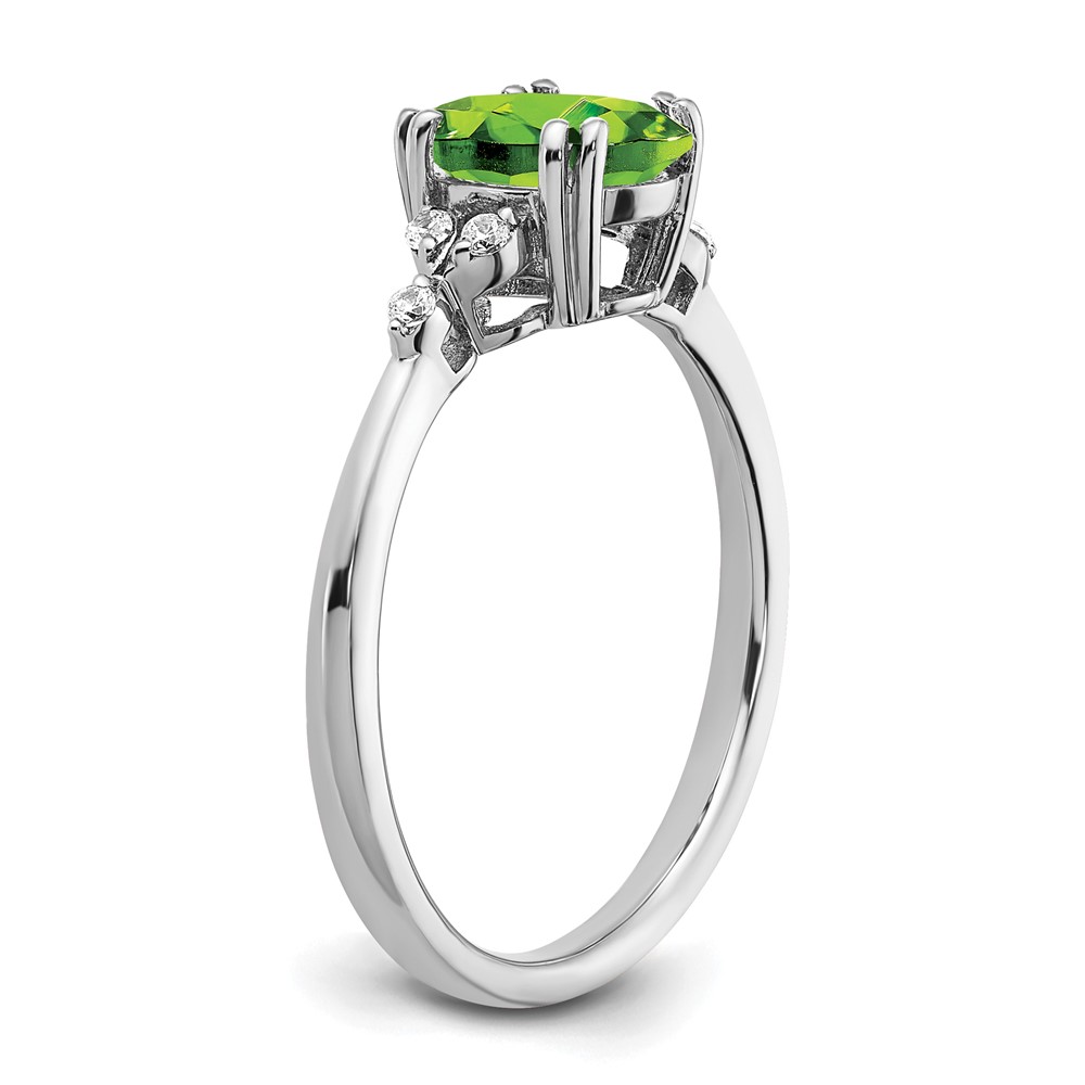 Sterling Silver Rhodium-plated Peridot and Diamond Ring (RM6029-PE-006-SSA-6)