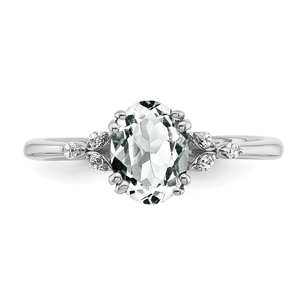 Sterling Silver Rhodium-plated White Topaz and Diamond Ring (RM6029-WT-006-SSA-6)