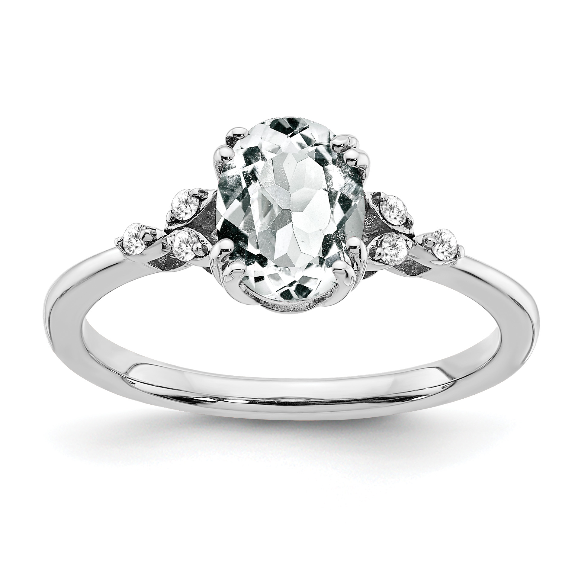 Sterling Silver Rhodium-plated White Topaz and Diamond Ring (RM6029-WT-006-SSA-6)
