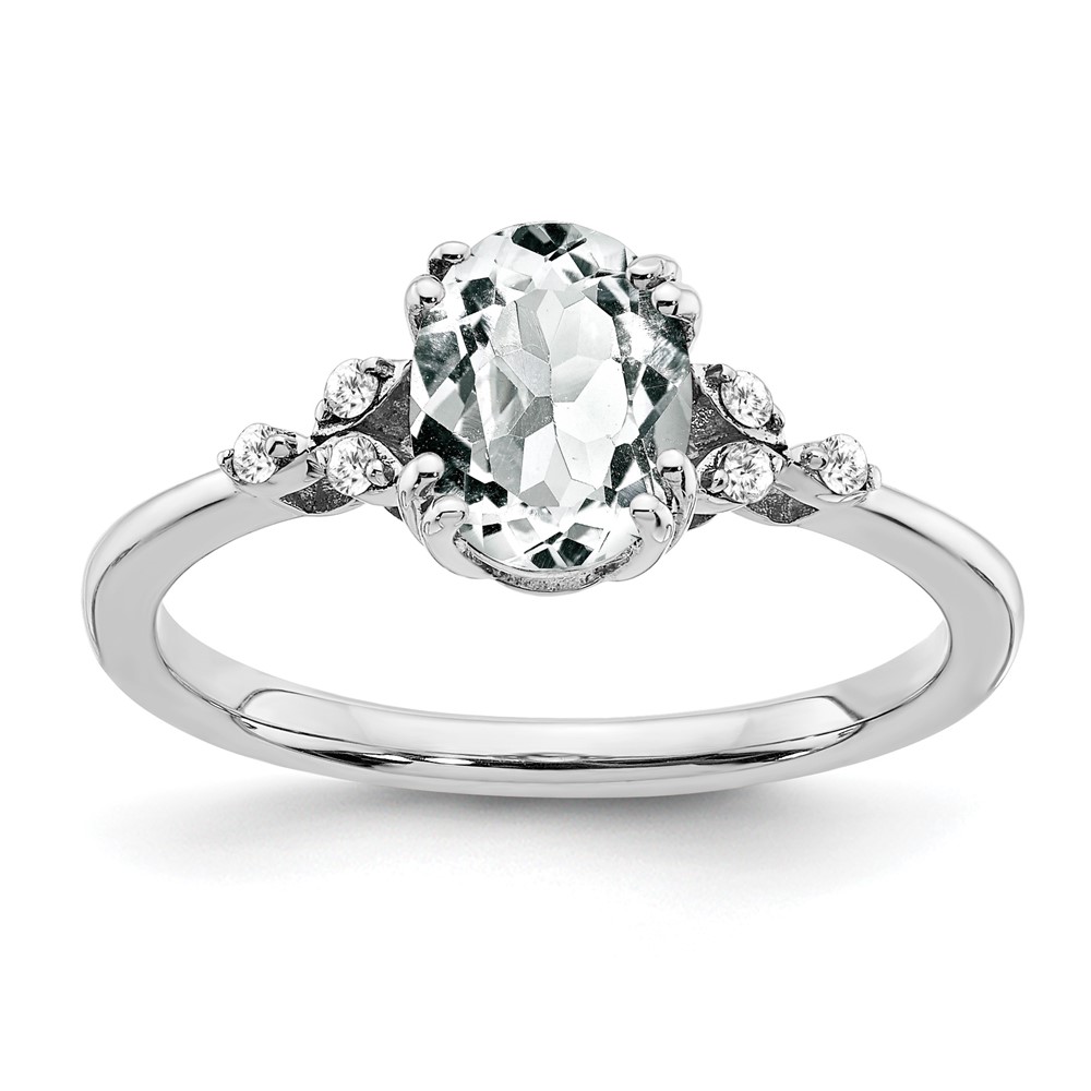 Sterling Silver Rhodium-plated White Topaz and Diamond Ring (RM6029-WT-006-SSA-6)