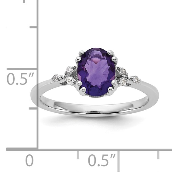 Sterling Silver 8x6 Ov AM and Dia Ring Rd 6-1.3mm Mel:S43