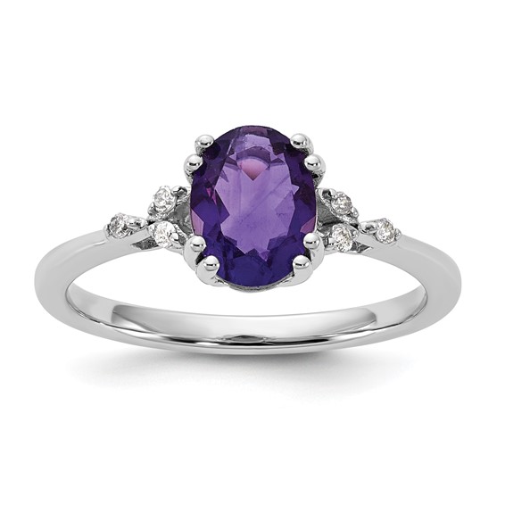 Sterling Silver 8x6 Ov AM and Dia Ring Rd 6-1.3mm Mel:S43