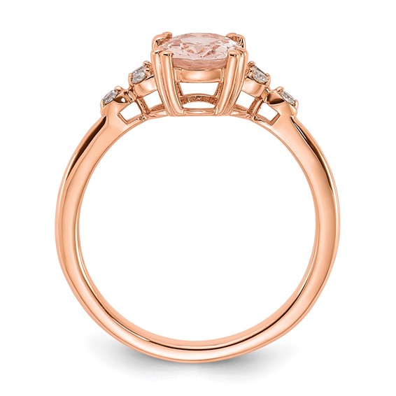 10k Rose Gold Polished Oval Morganite & Diamond Engagement Ring