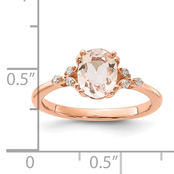 10k Rose Gold Polished Oval Morganite & Diamond Engagement Ring