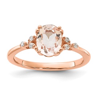 10k Rose Gold Polished Oval Morganite & Diamond Engagement Ring