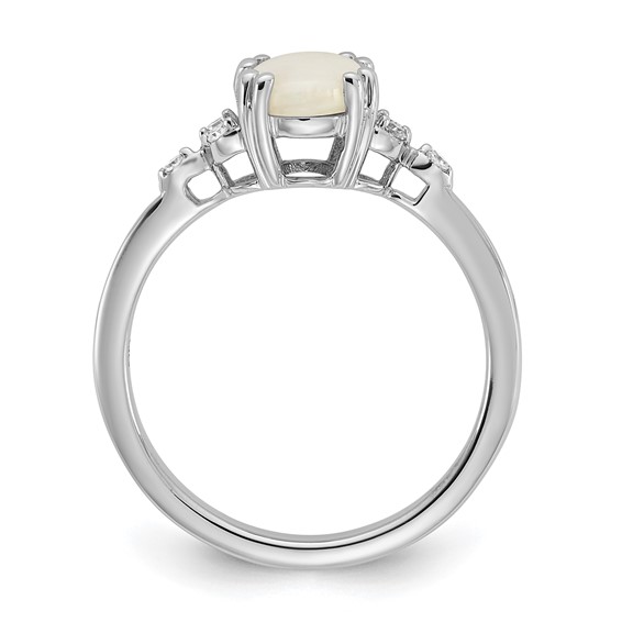 Sterling Silver 8x6 Oval Opal and Diamond Ring Rd 6-1.3mm Mel:S43