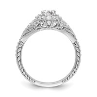 14K White Gold 0.62 Carat Lab Grown Diamond VS SI+ G+ Round Complete Shared Prong Engagement Ring view 3