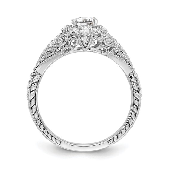 14k White Gold 5/8 carat Lab Grown Diamond VS/SI+ G+ Round Complete Shared Prong Engagement Ring